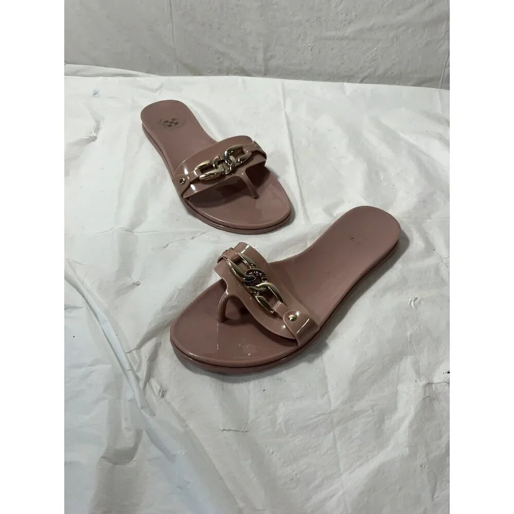 Vince Camuto Women's Size 7 Evolet Light Pink Open Toe Jellies Flip Flops Flats